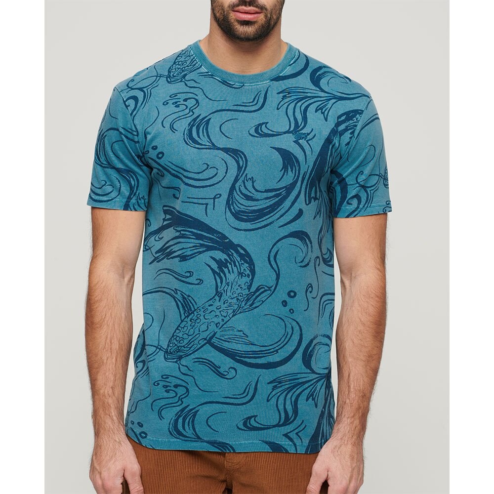 

Футболка с коротким рукавом Superdry Vintage Overdye Printed, синий
