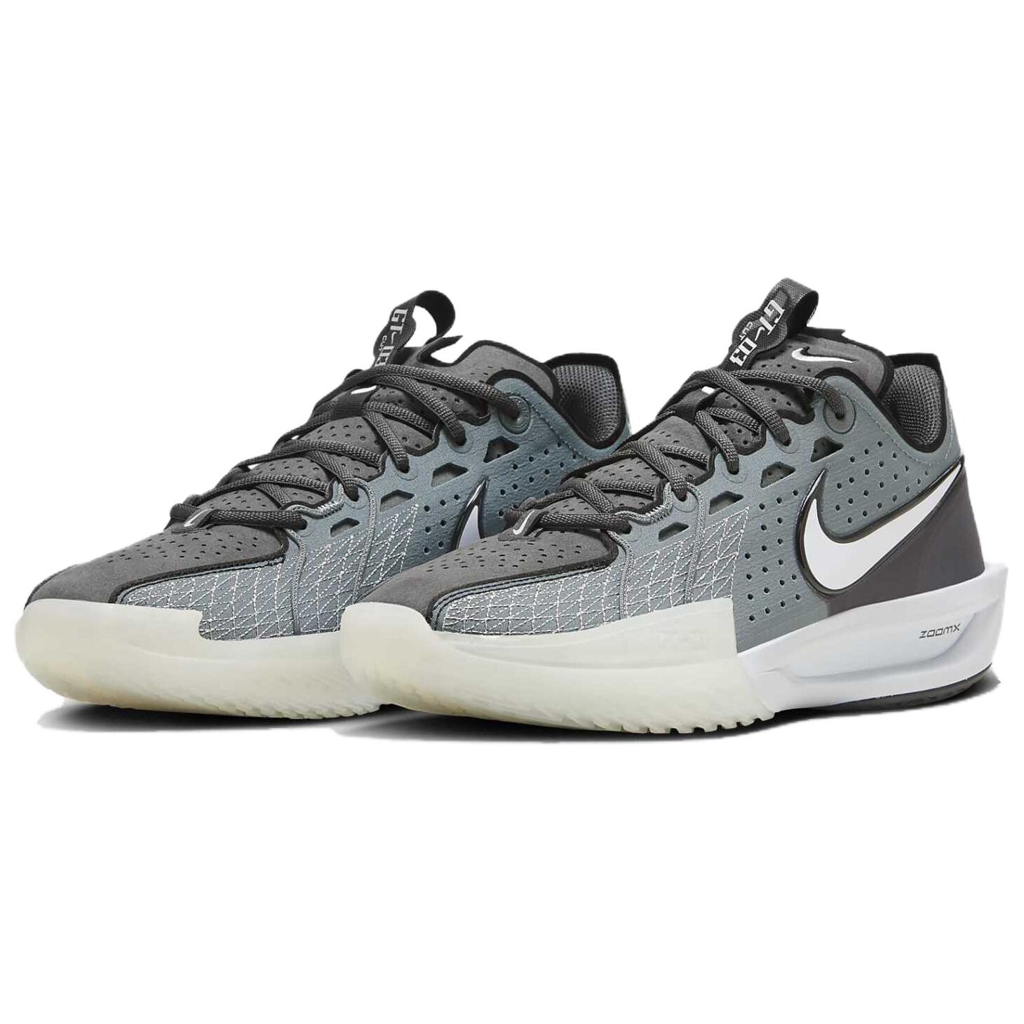 Мужские баскетбольные кроссовки Nike Air Zoom GT Cut 3, Gray/White — фото 3