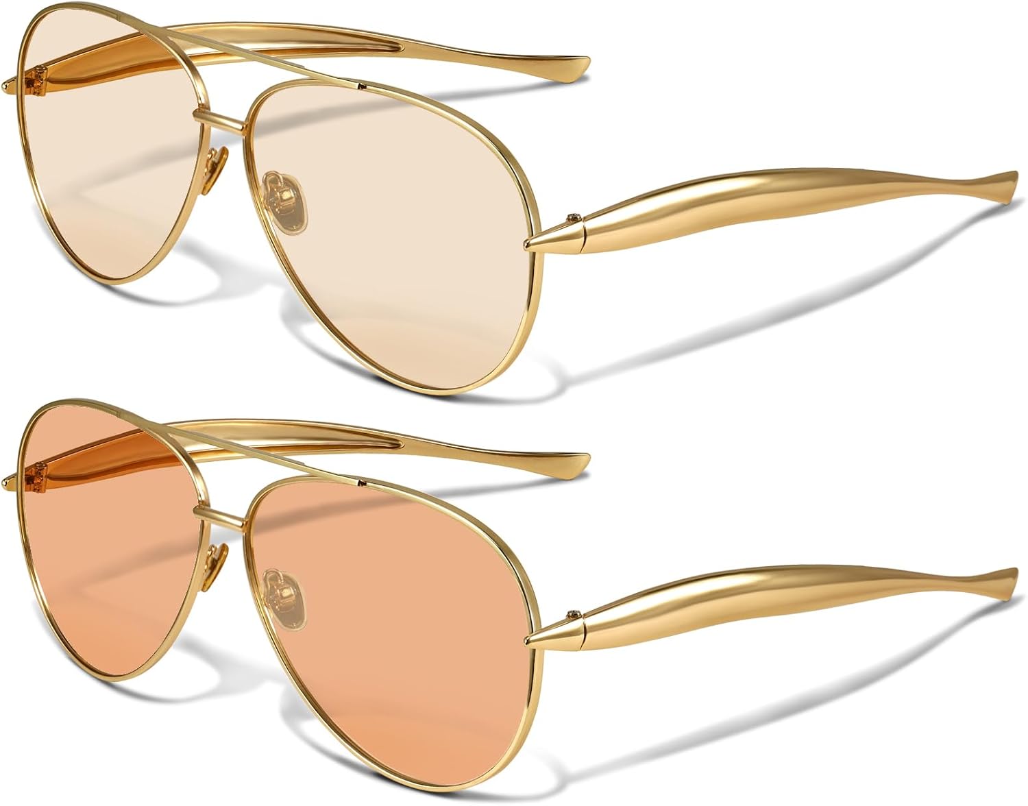 

Солнцезащитные очки-авиаторы YDAOWKN в стиле ретро, ​​золотистые, для женщин и мужчин, металлические, увеличенного размера, в стиле 70-х, B-gold Frame Champagne Lens + Gold Frame Orange Lens