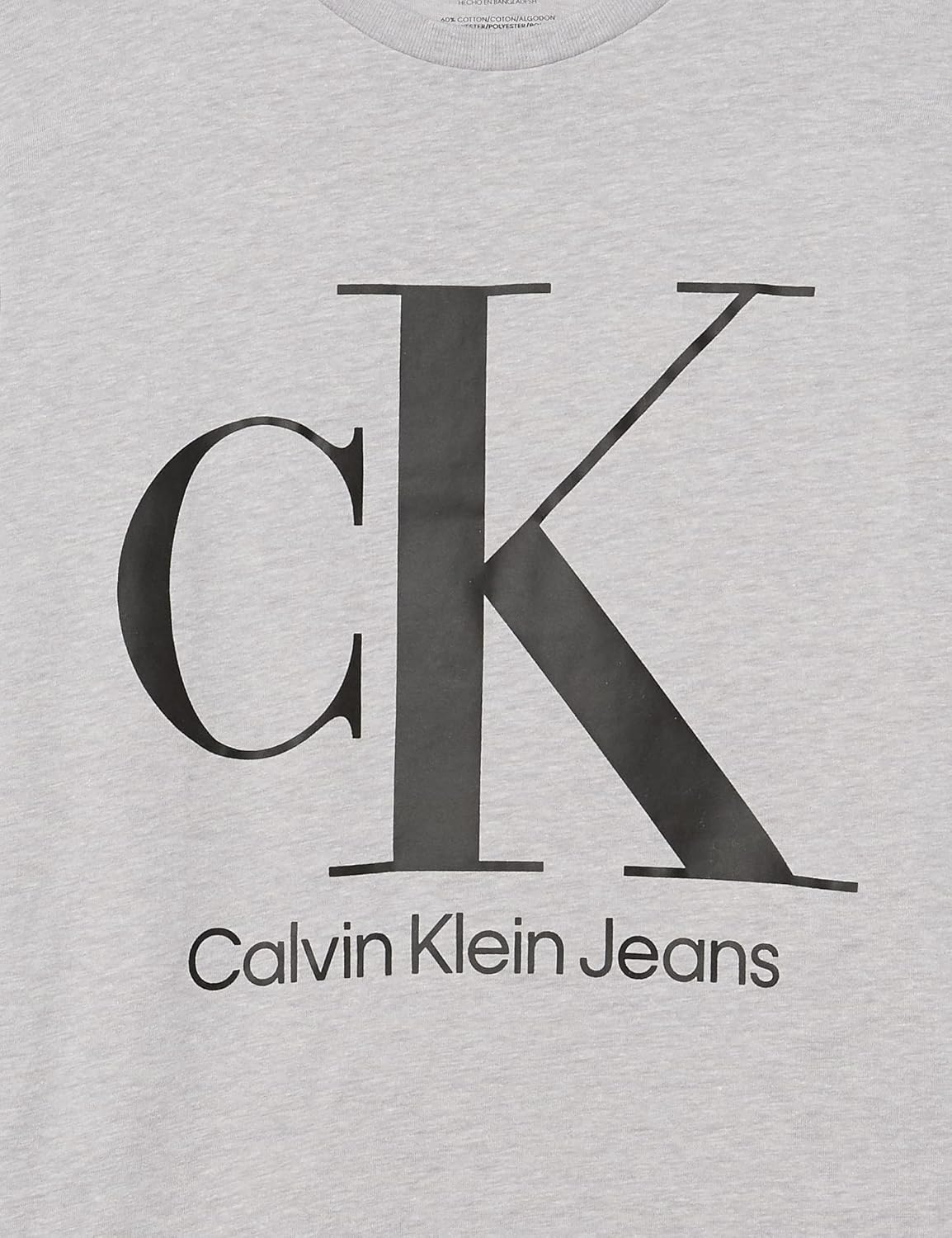Футболка Calvin Klein Boys с коротким рукавом и круглым вырезом, мягкая, удобная, свободного кроя., Big Logo Light Grey Heather — фото 3