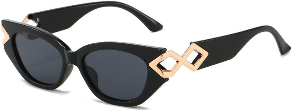 

Модные солнцезащитные очки «кошачий глаз» с градиентными линзами, персонализированной оправой в виде скрепки, роскошным декором, защитой от УФ-излучения UV400 LVTFCO, Black Gold Black