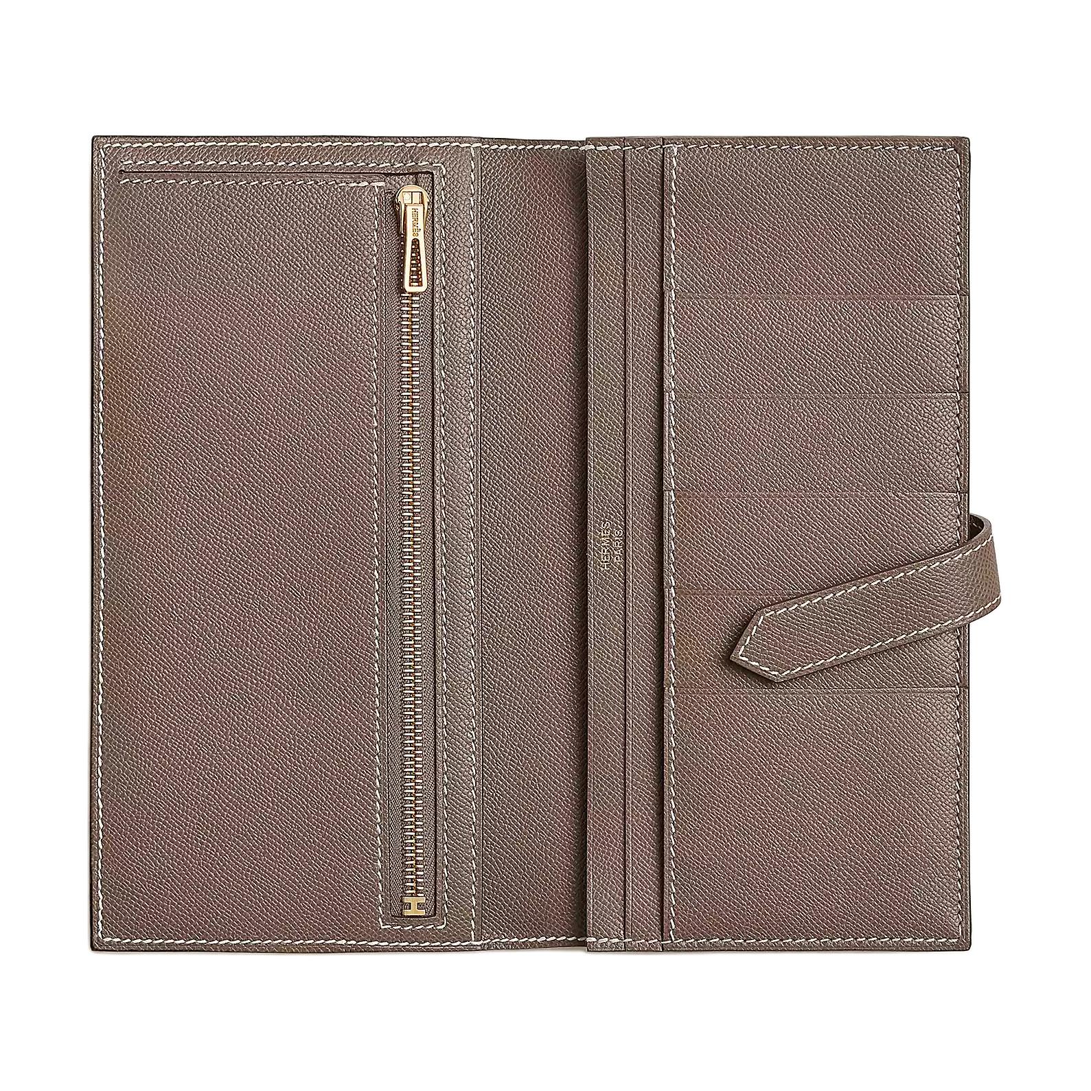 HERMES Кошелек Bearn из телячьей кожи Unisex 18 Etoupe Elephant Gray — фото 2