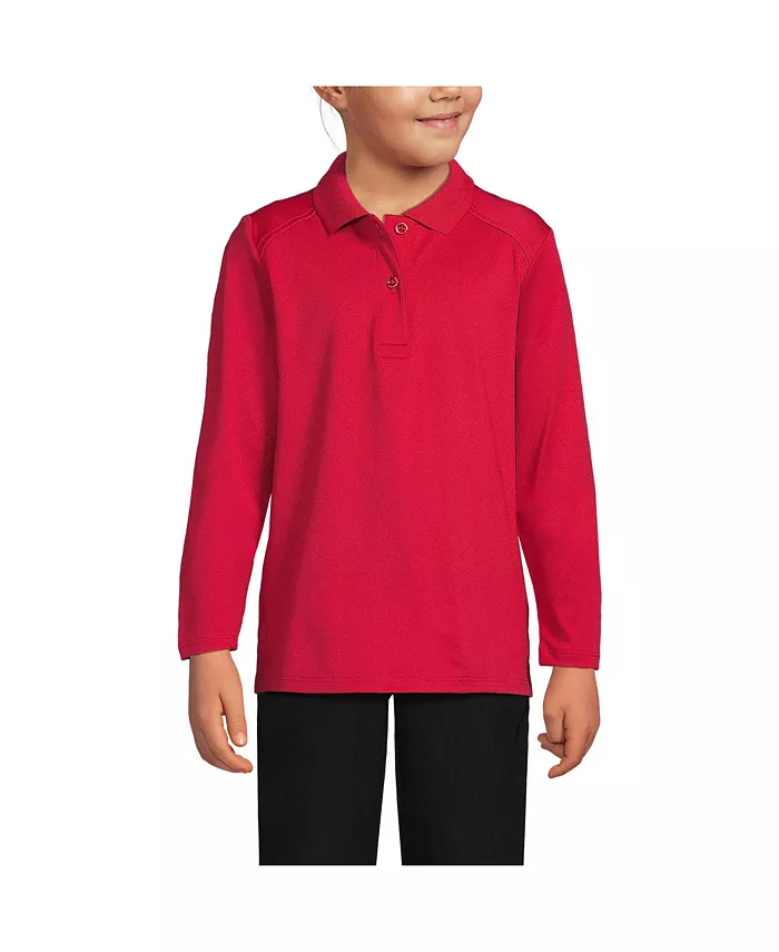 

Рубашка-поло с длинным рукавом для девочек, быстросохнущая, женская Lands' End, красный