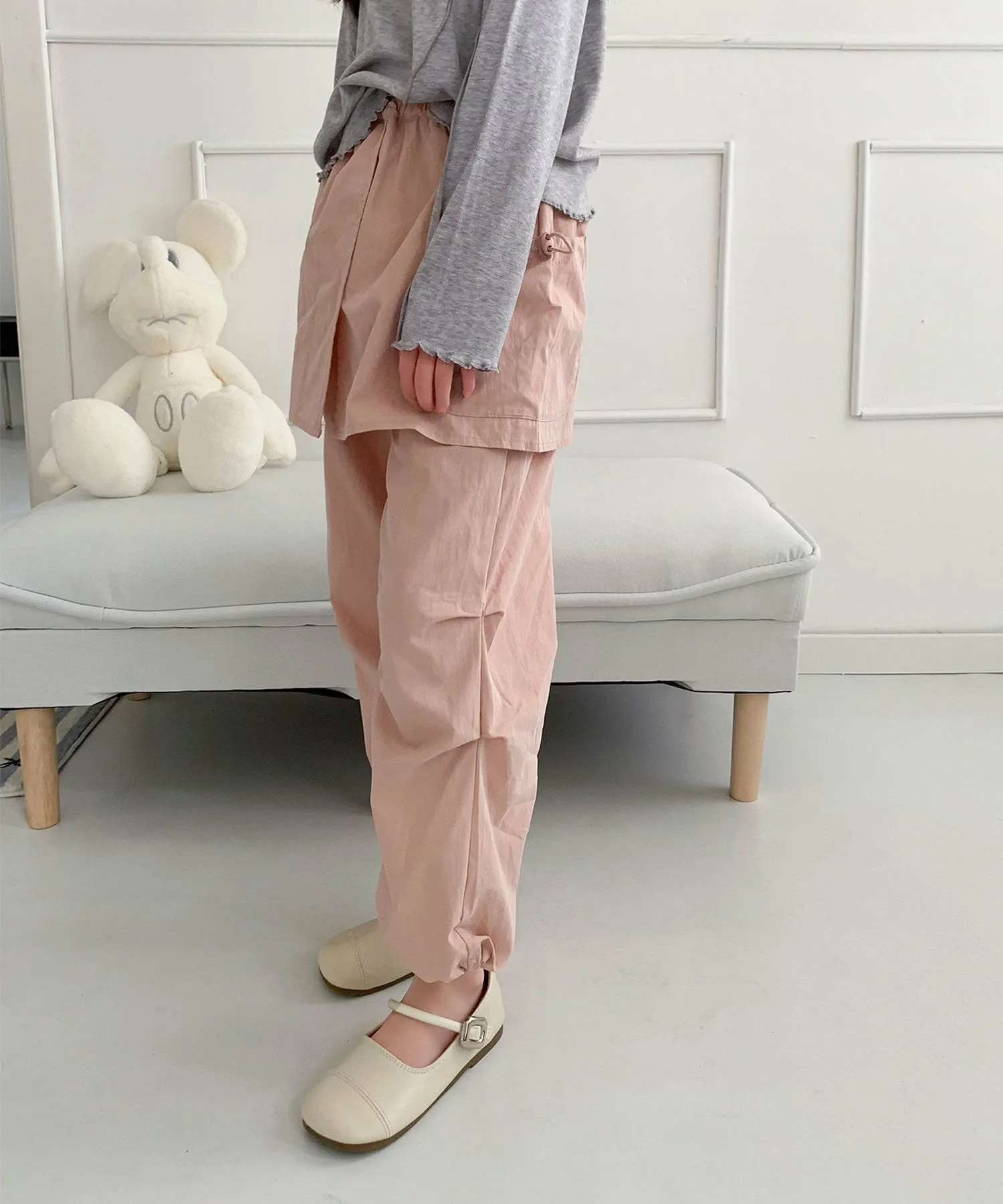 Детские широкие брюки с многоярусной расклешенной юбкой Aimoha Kids, pink — фото 4