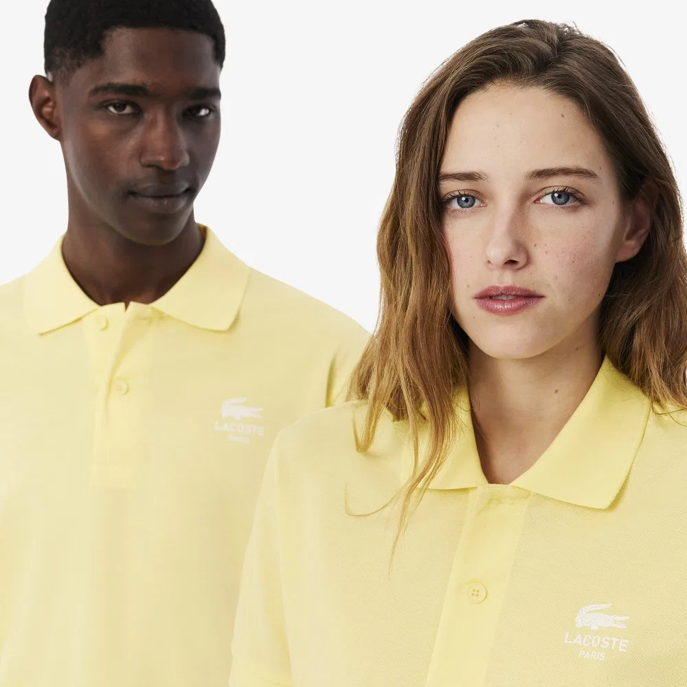 Мужская рубашка поло Lacoste с короткими рукавами и мягким брендингом, светло-жёлтая — фото 2