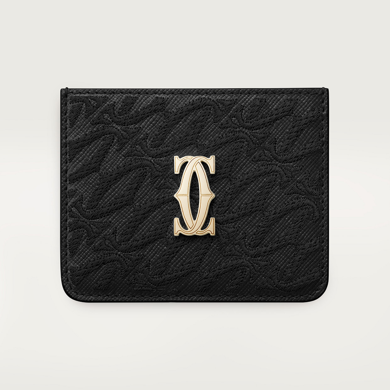 

Картхолдер Cartier Porte-cartes simple, C de Cartier, черная текстурированная телячья кожа