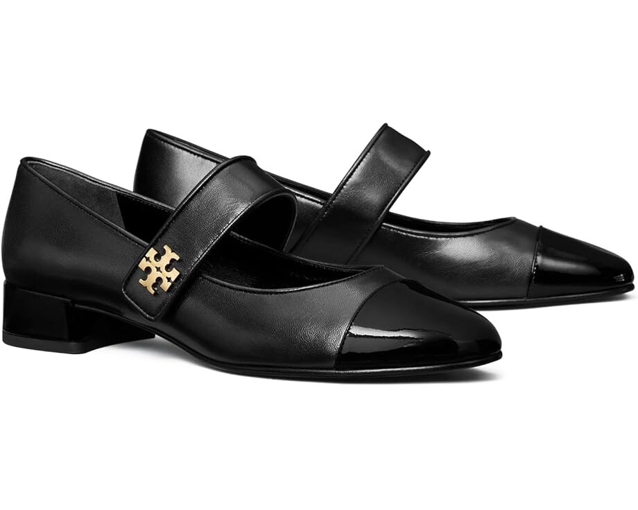 Туфли на плоской подошве Tory Burch Cap-Toe Mary Jane Heel Ballet 25mm, цвет Perfect Black/Perfect Black