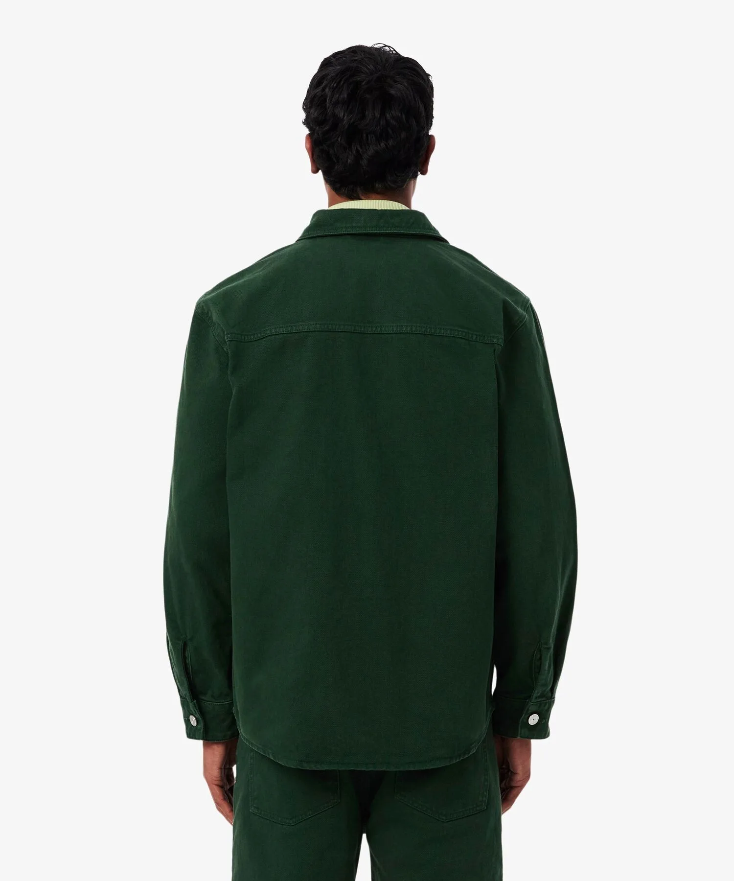 Рубашка джинсовая LACOSTE CH6240-10 унисекс оверсайз, зеленый — фото 3