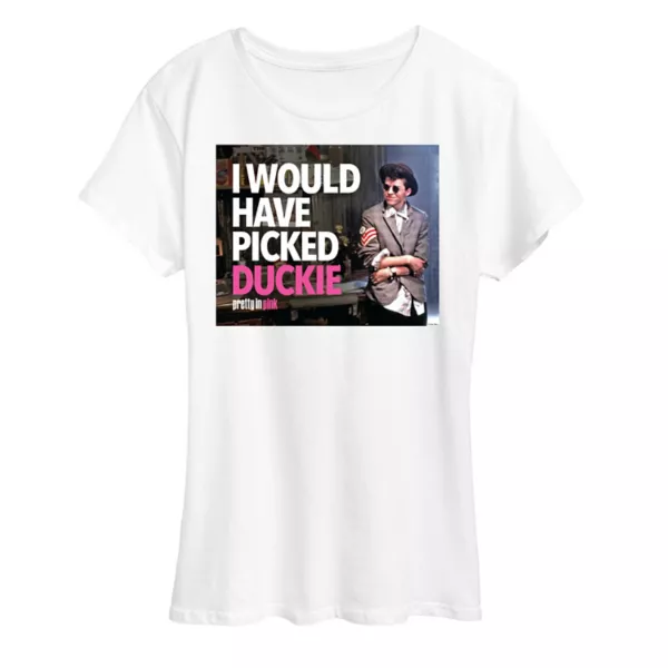 

Женская футболка Pretty in pink с принтом уточки Licensed Character, белый