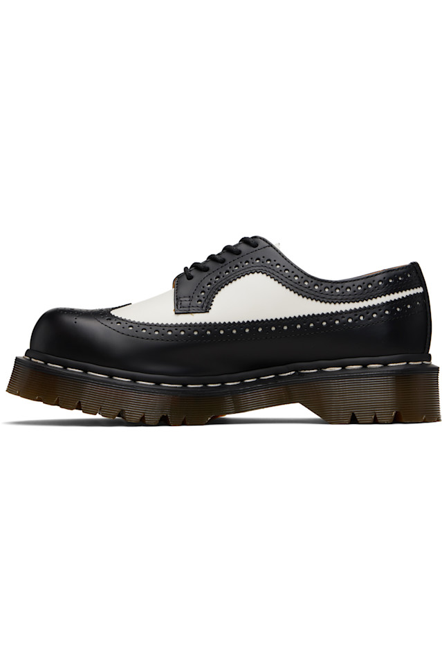 Dr. Martens Черно-Белые гладкие кожаные броги-дерби 3989 bex — фото 3