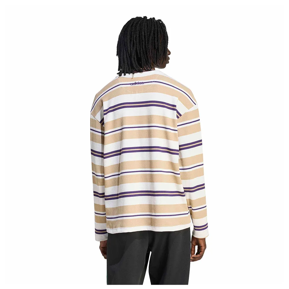 Футболка с длинным рукавом adidas Originals 90S Alternative Sport Stripe Waffle, бежевый — фото 2