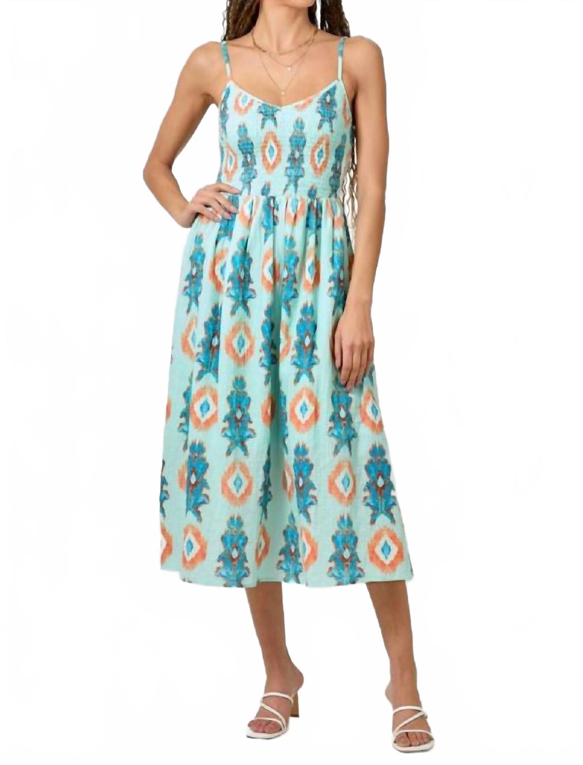 

Печатное платье из двойного муслина в цвете морской пены Mystree, синий