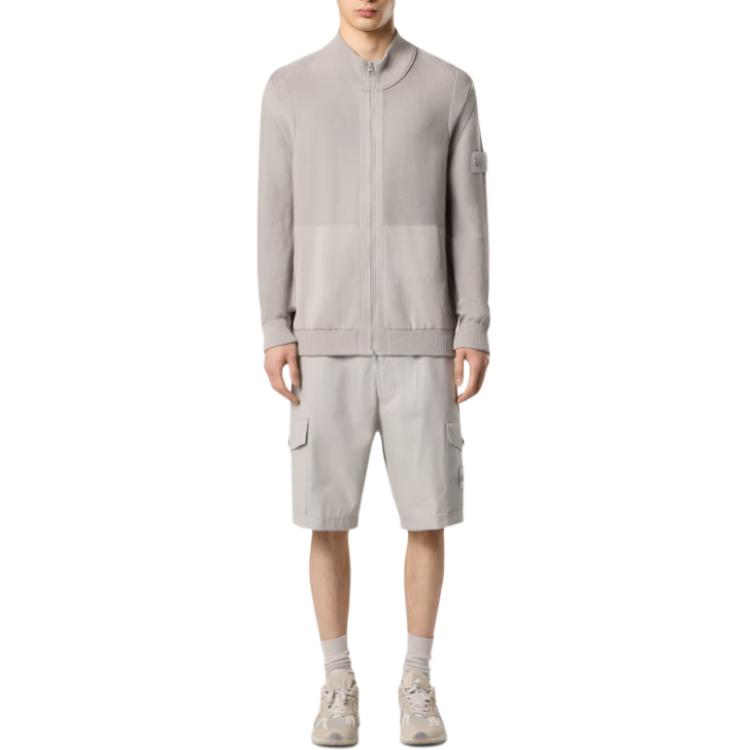 STONE ISLAND Вязаный кардиган с нашивкой компаса, Gray White — фото 4