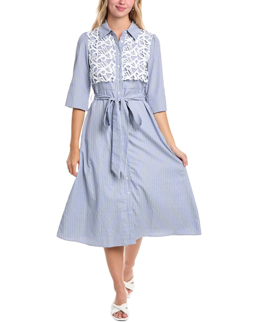 

Gracia Lace Bib Shirtdress, синий