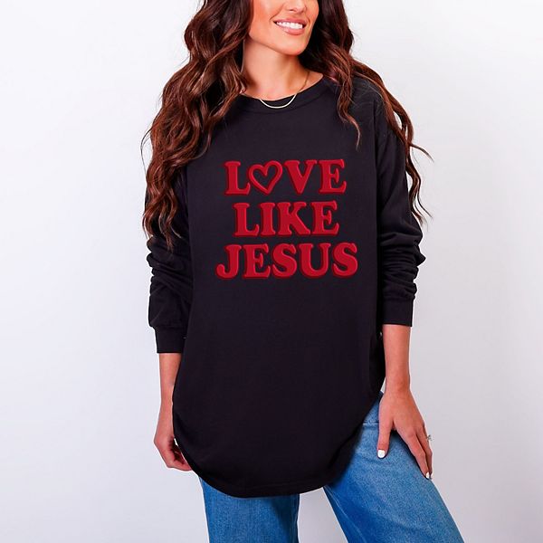 

Футболка Love like Jesus Heart Bold Puff с длинным рукавом, окрашенная в стиле garment dyed Simply Sage Market, Black