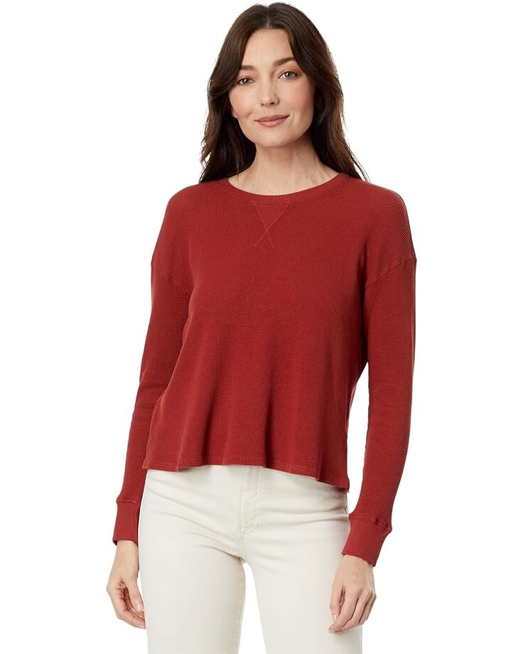 

Толстовка Mod-o-doc Washed Cotton Modal Thermal Long Sleeve Boxy Crop, цвет Rustic Red