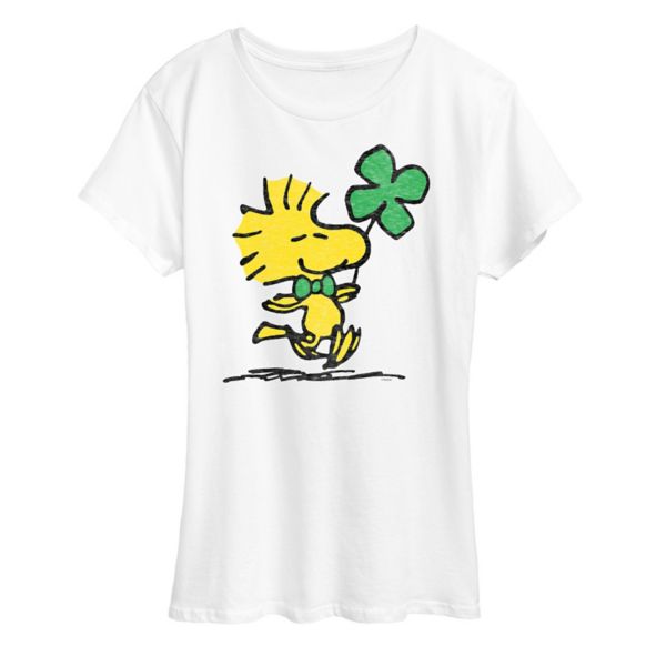 

Женская футболка с рисунком клевера и peanuts woodstock Licensed Character, белый