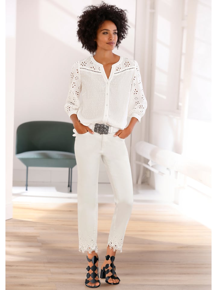 

Хлопковая блузка кремового цвета Heine