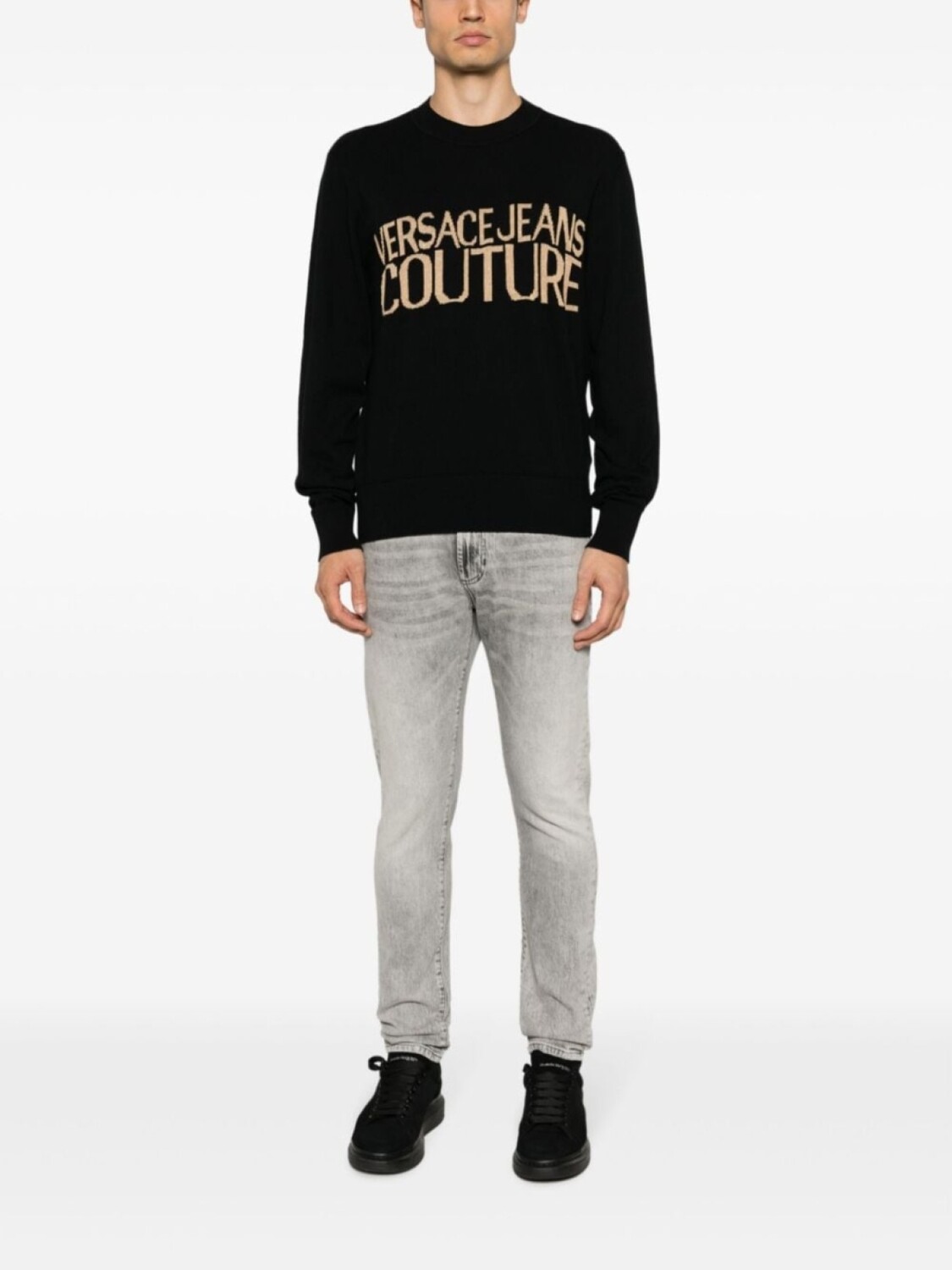 Versace Jeans Couture прямые джинсы с эффектом потертости, серый — фото 2