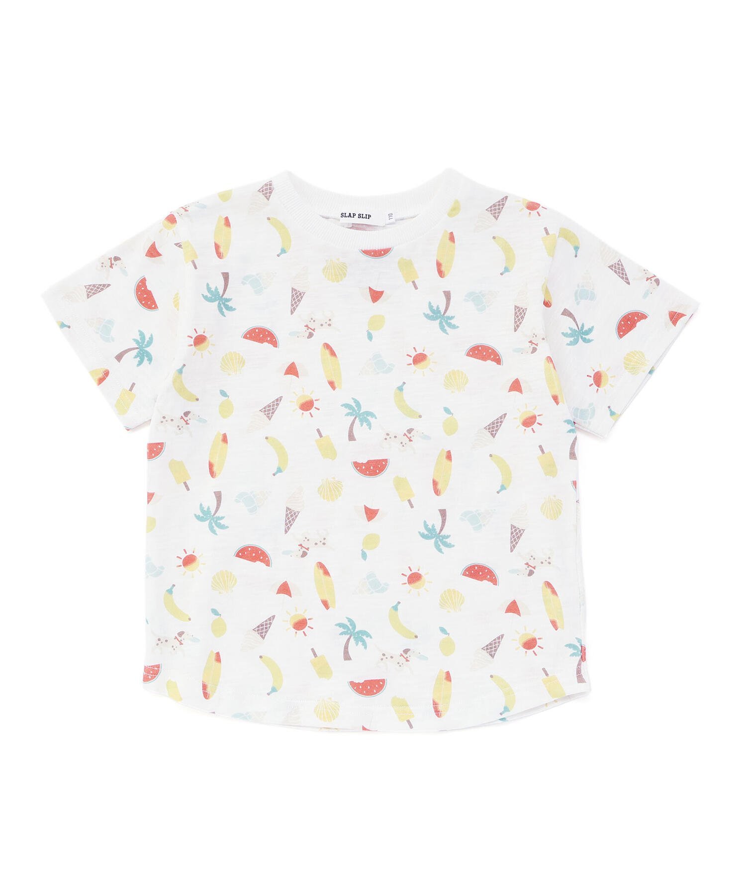 Футболка с коротким рукавом с принтом «пляж и океан» (80-130 см) SLAP SLIP, Off-white — фото 4