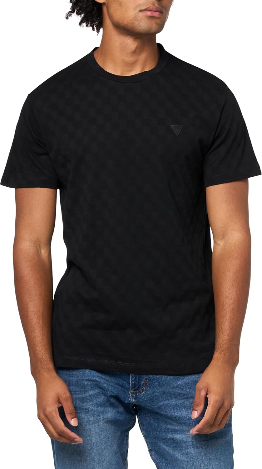 

GUESS Мужская футболка с коротким рукавом Small Triangle Knit, Jet Black, Черный, GUESS Мужская футболка с коротким рукавом Small Triangle Knit, Jet Black