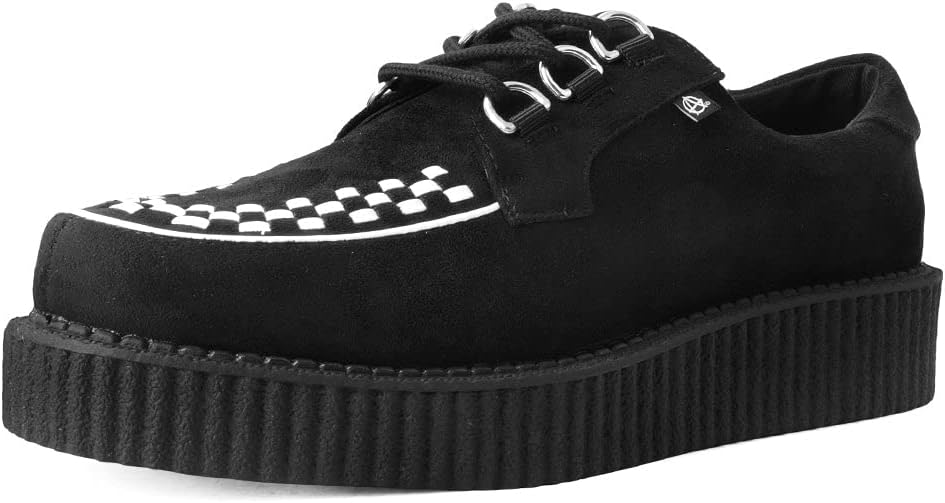 

Кроссовки T.U.K. Faux Suede Creeper для женщин и мужчин, 3-шнуровые туфли с переплетением, Классический круглый носок и подошва, Комфорт для повседневной носки, белый/черный