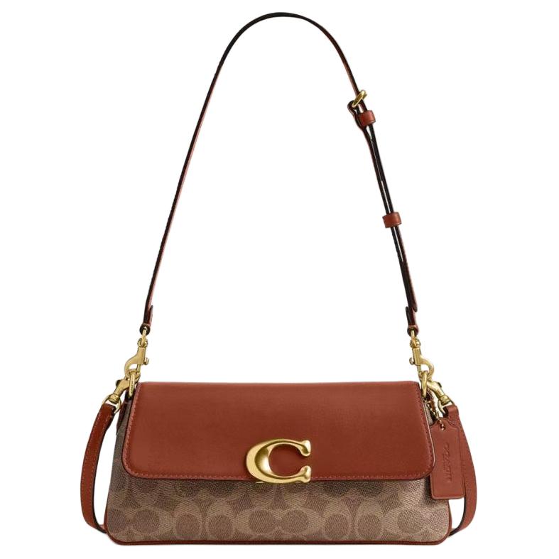 

COACH Кожаная портативная сумка через плечо среднего размера женская коричневая