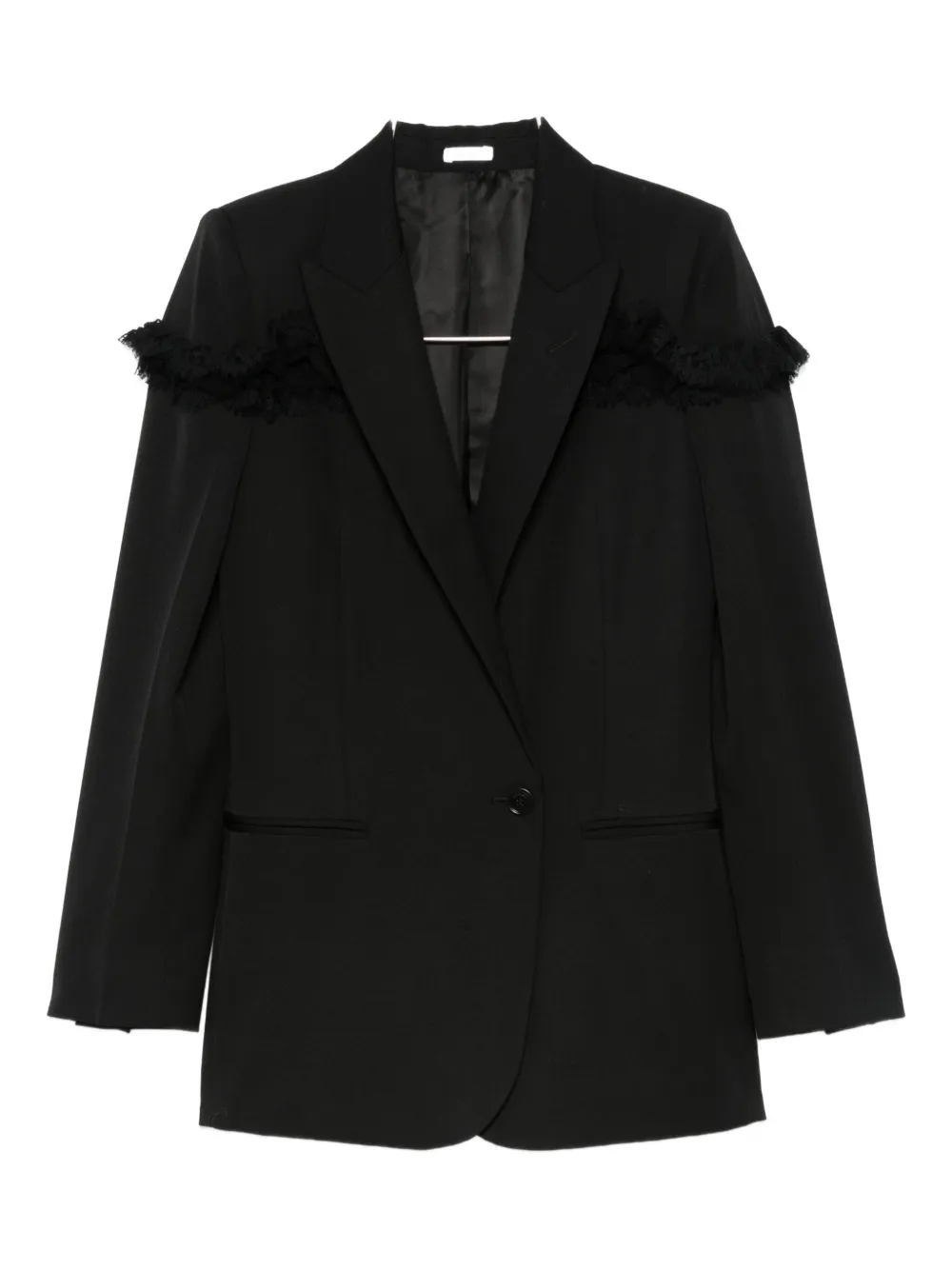

Однобортный пиджак с бахромой Alexander McQueen, черный