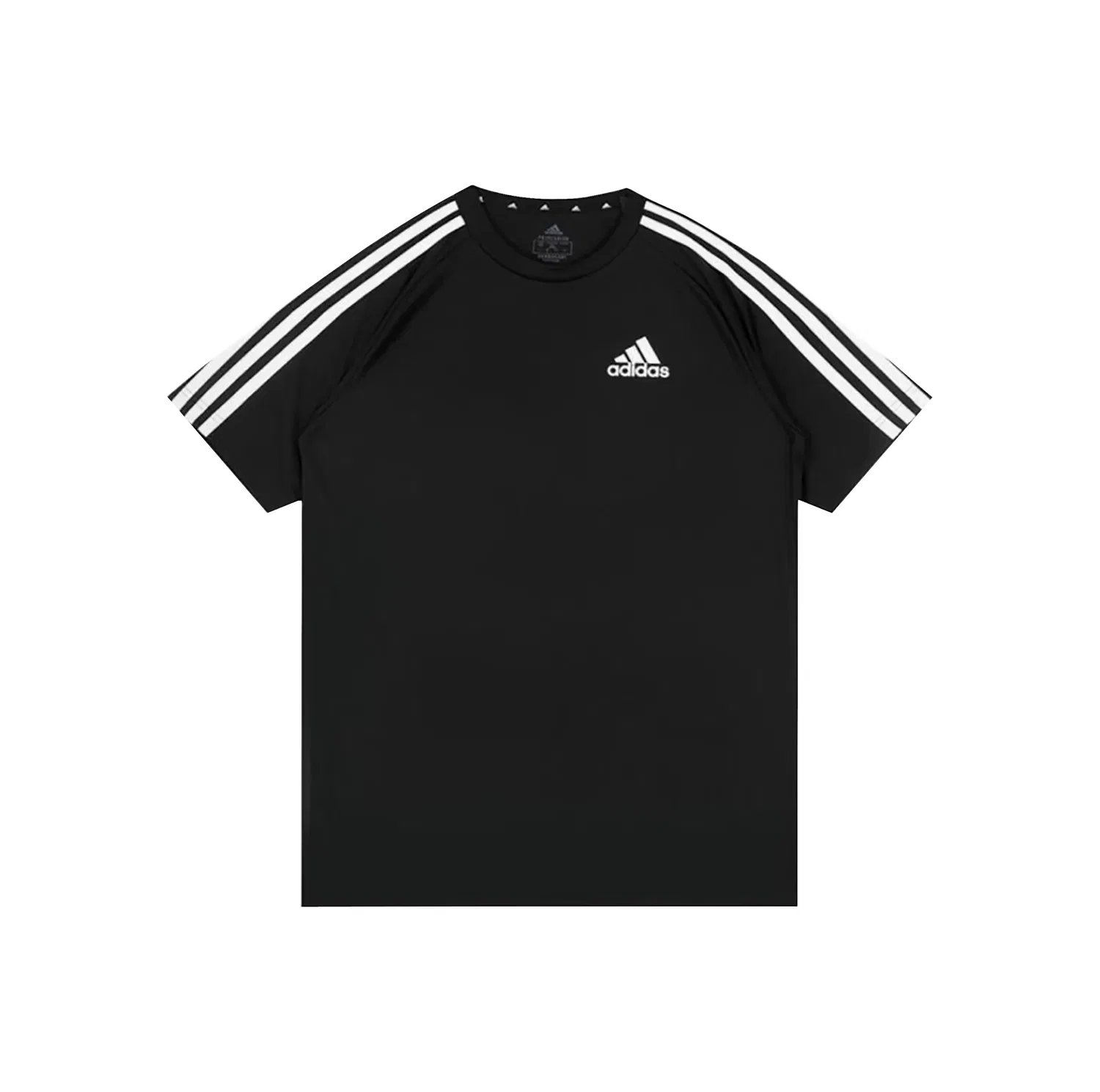 Футболка Adidas черная с тремя полосками, хлопок — фото 3