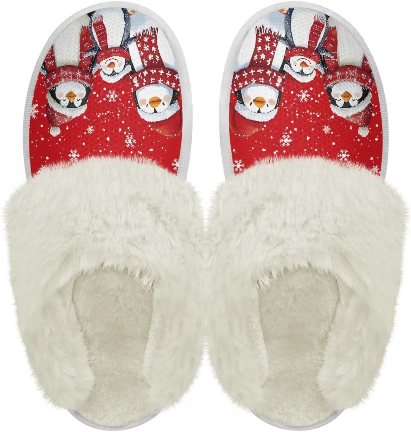 

Хлопковые тапочки PJHEQOXE с пушистыми краями, домашние тапочки для дома и улицы, хлопковые тапочки унисекс, Penguins