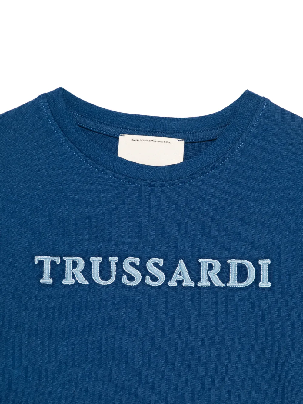 Футболка с вышитым логотипом Trussardi Junior, синий — фото 3