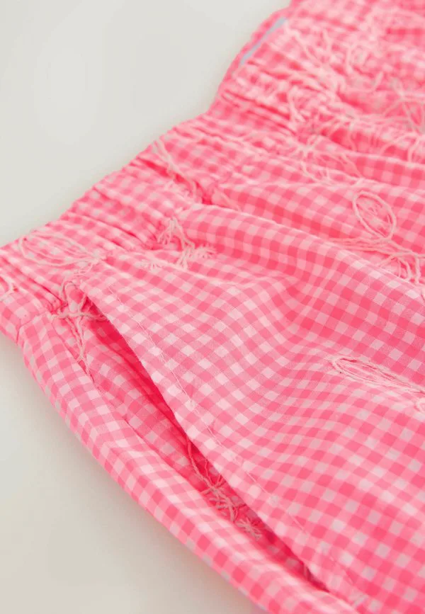 Шорты в клетку стандартного кроя с вышивкой Next, Neon Pink White — фото 3