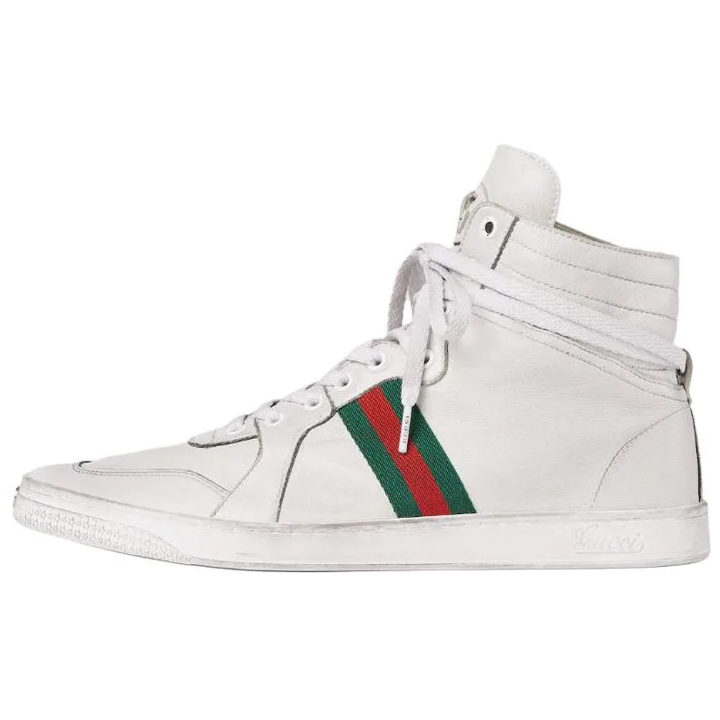GUCCI Стильные высокие скейтерские кроссовки из эластичной овчины для мужчин, белые