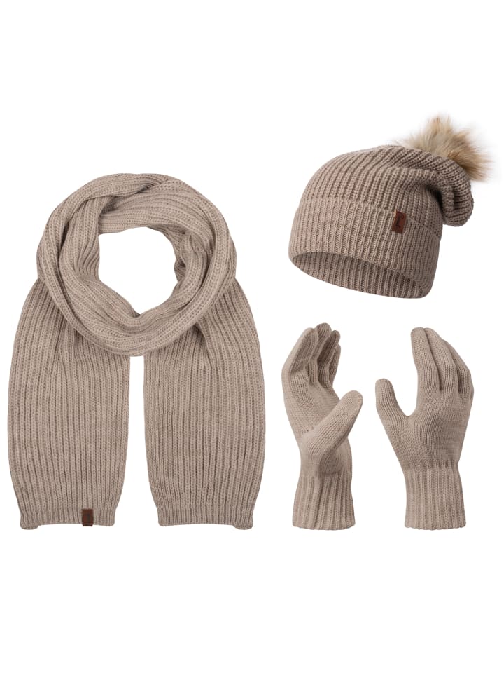 

Комплект из шарфа, шапки и перчаток бежевого цвета Rock Creek