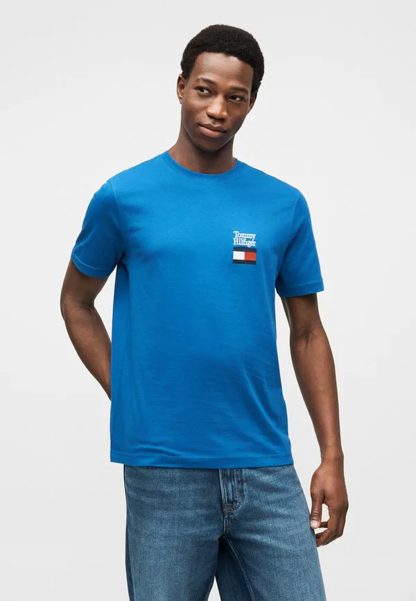 Футболка с вышитым логотипом, круглый вырез, принт. Tommy Hilfiger, Regal Blue — фото 4