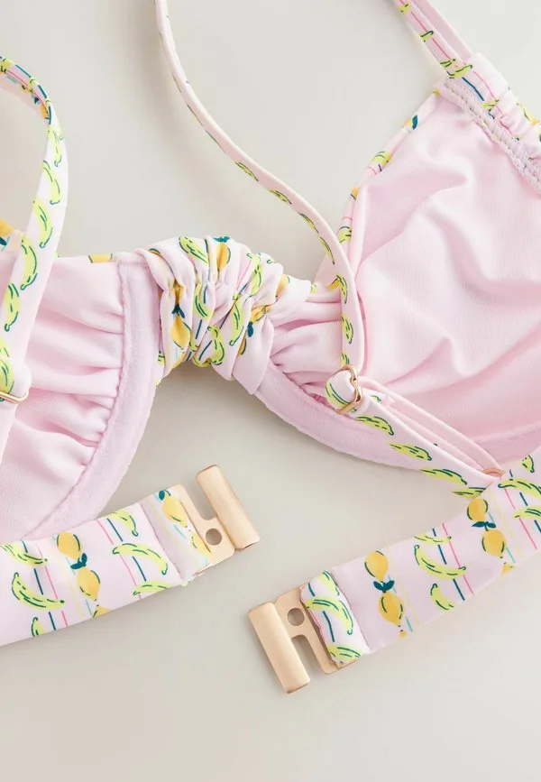 Верхняя часть бикини стандартного кроя, без подкладки, на косточках Next, Pink Fruit Print — фото 2