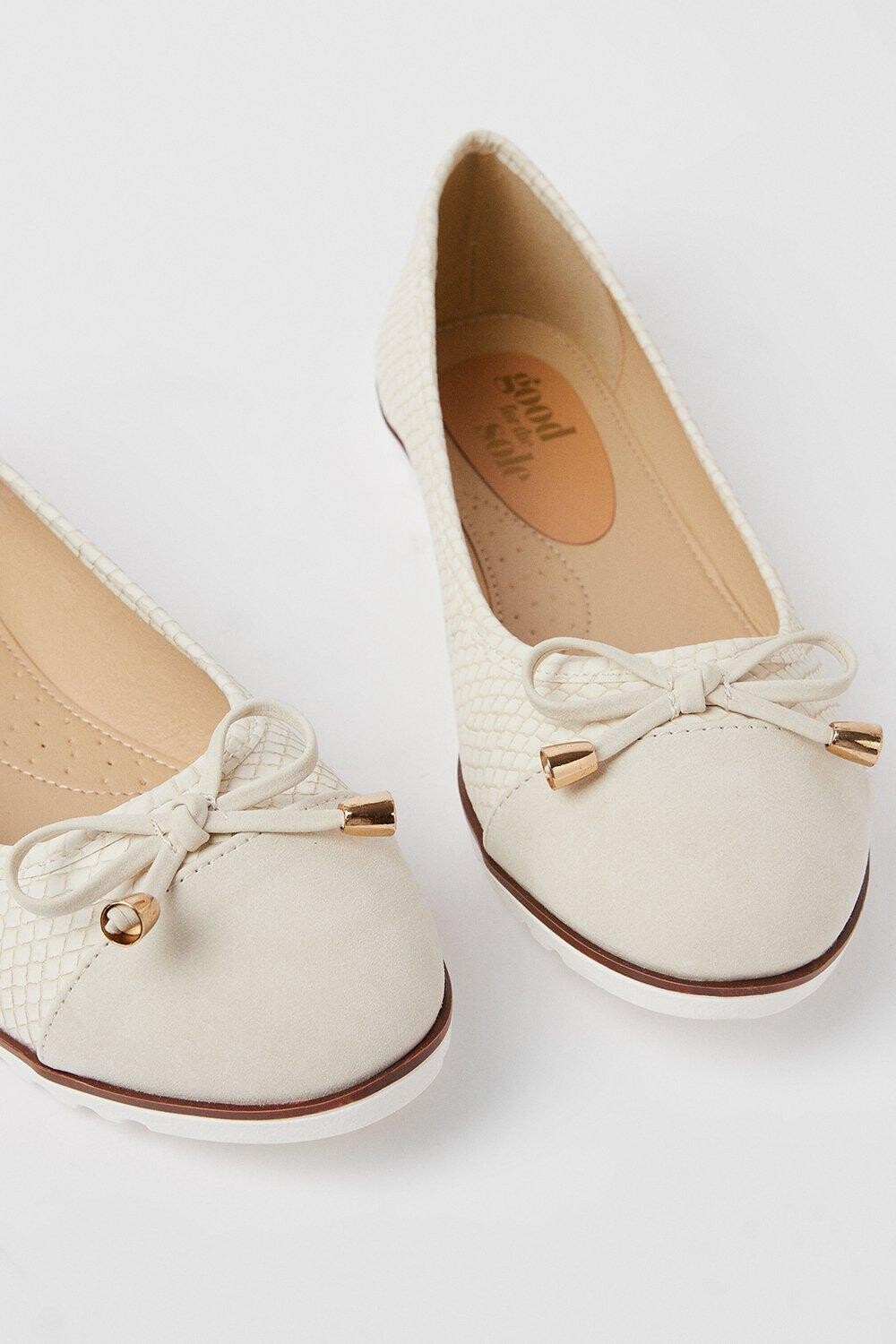 Хорошо для подошвы: балетки Tam Comfort широкого кроя Dorothy Perkins, белый — фото 4