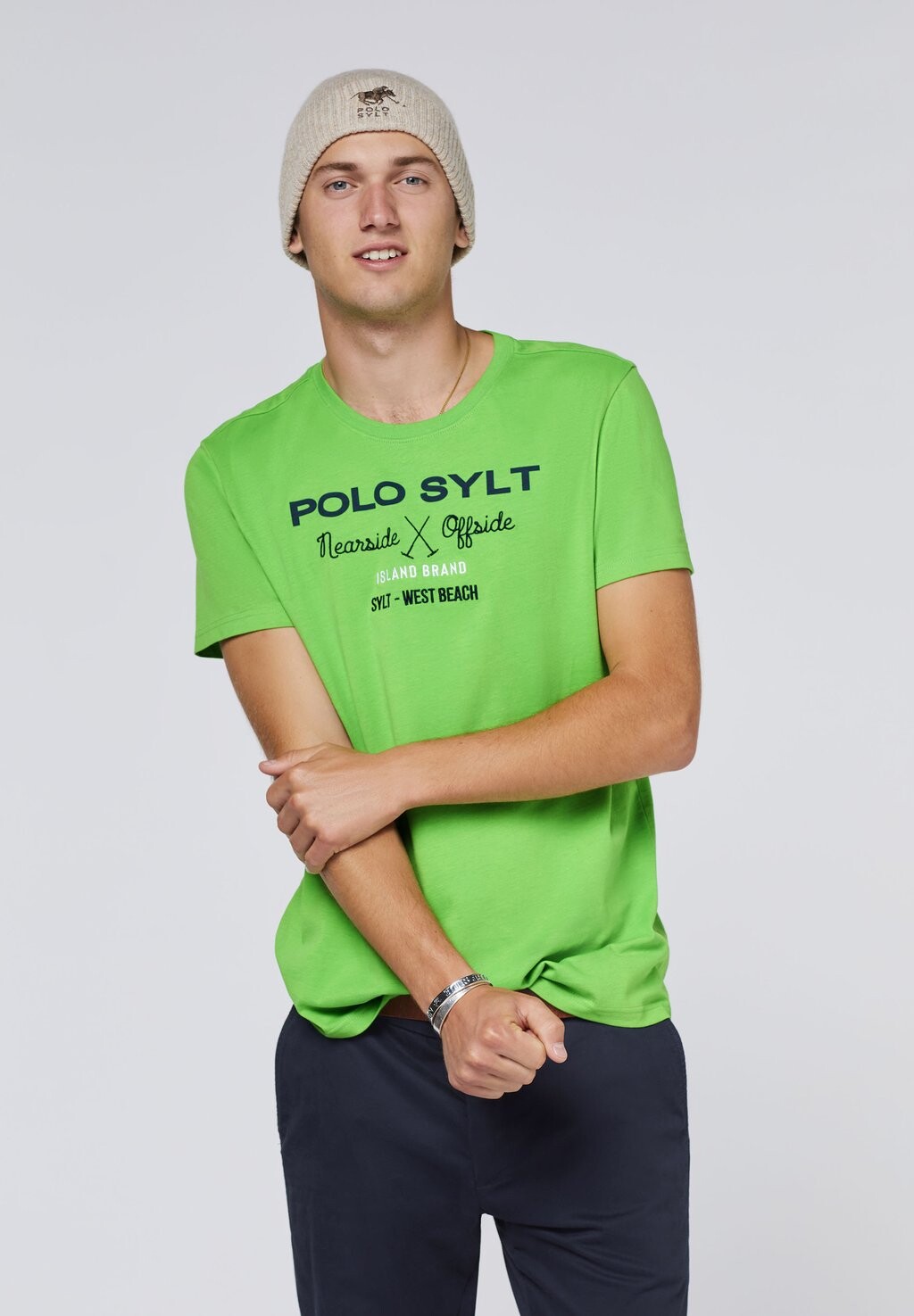 

Футболка с принтом MIT PIGMENTIM LABEL-LOOK Polo Sylt, зеленый