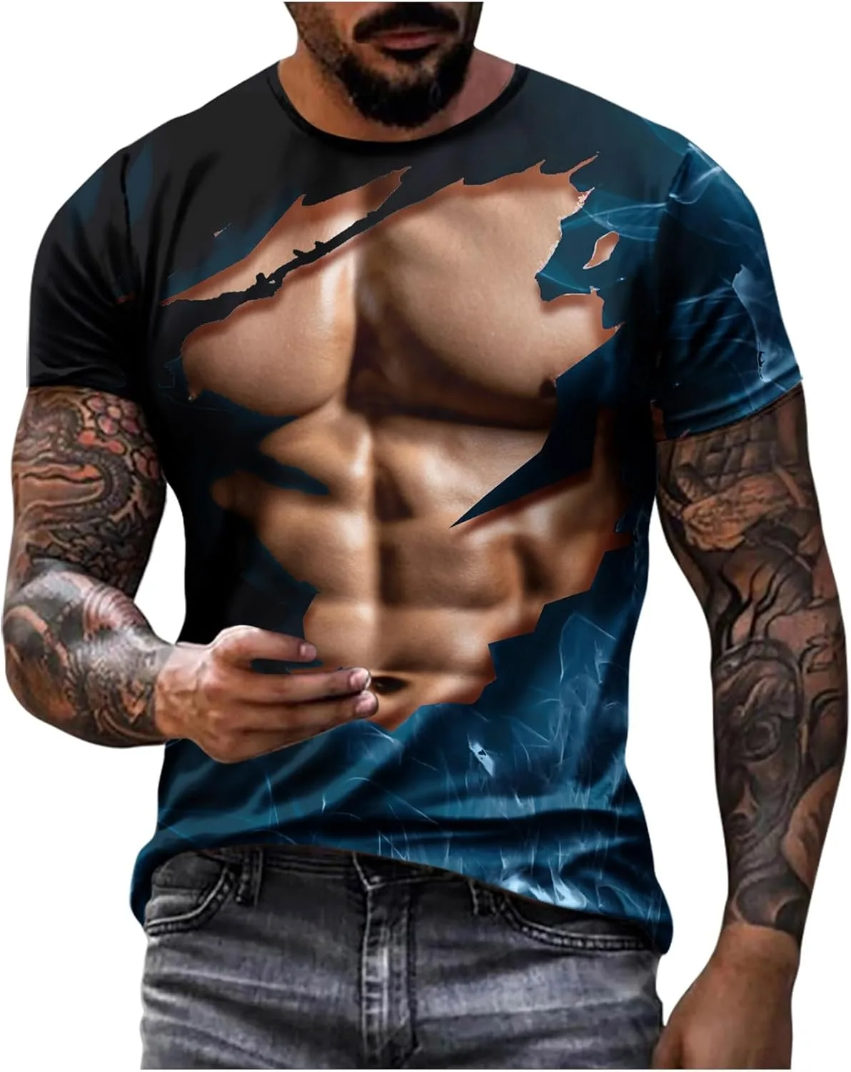 

Футболка Funny Shirts для мужчин, летняя, с коротким рукавом и принтом Muscle Muscularfit