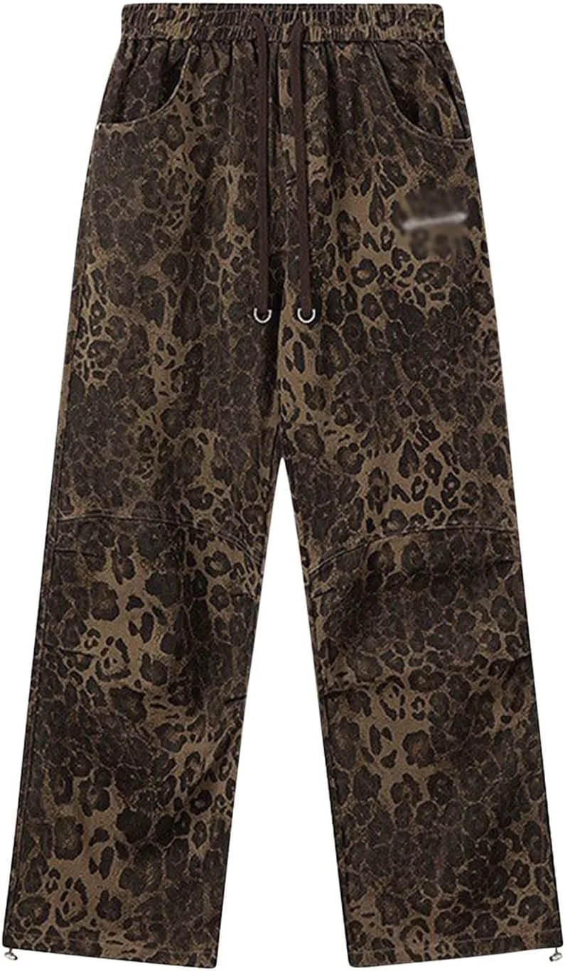 Высокие джинсы Leopard для женщин с эластичным поясом и прямыми штанинами — фото 3