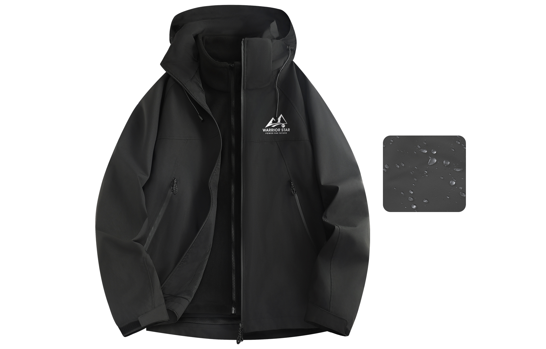 

WARRIOR Городская ветровка непромокаемая, Black (3-in-1, Polar Fleece Liner)