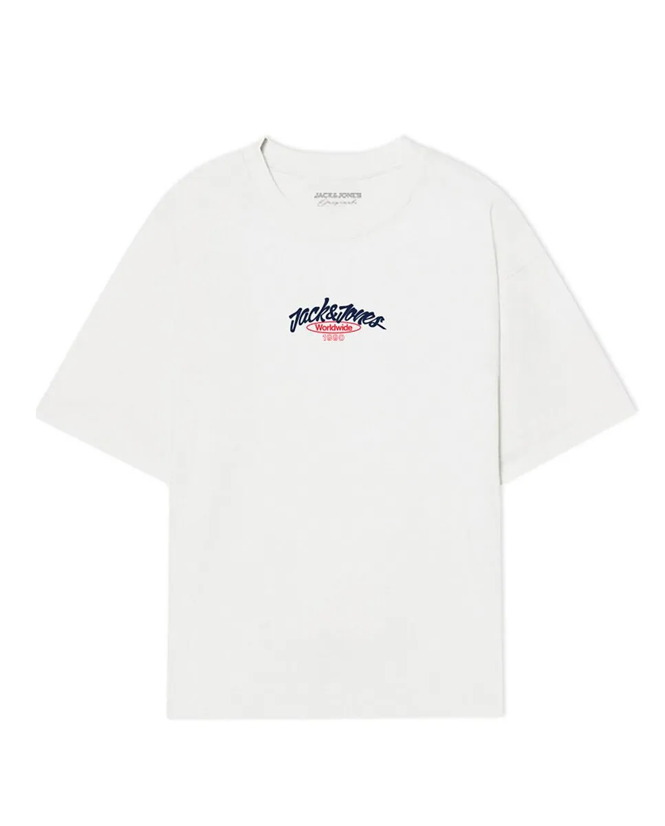 

Мужская футболка с принтом спереди, круглым вырезом и коротким рукавом Jack & Jones, белый