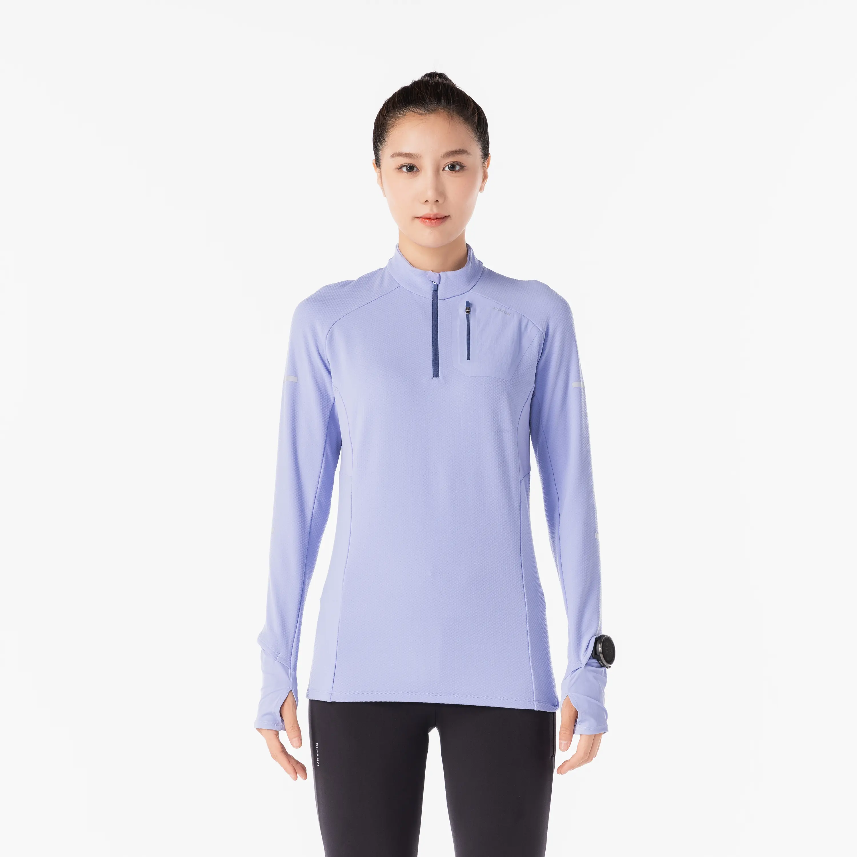 

Женская утеплённая полузастёжка-молния беговой лонгслив Kiprun Run 500