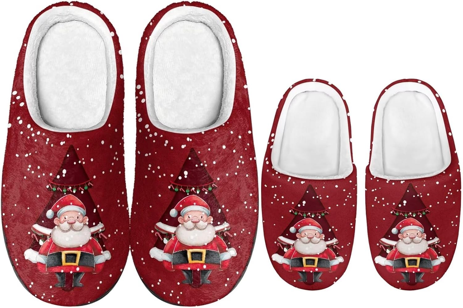 

Рождественские тапочки Dngkaoje для семьи Нескользящие домашние тапочки для мужчин и женщин, красный