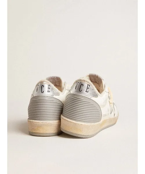 Мужские кроссовки из белой напа-кожи Ball Star GOLDEN GOOSE бело-светло-серые — фото 4