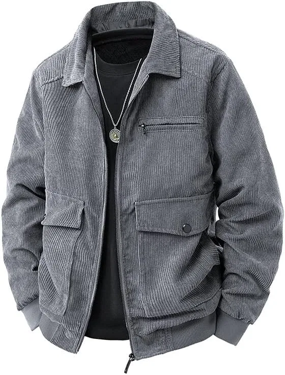 Куртка бомбер мужская на молнии, Military, Grey