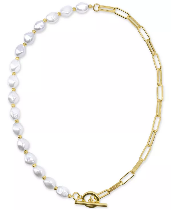 

Ожерелье с подвеской-скрепкой и имитацией жемчуга 14 карат, длиной 17 дюймов Adornia, gold