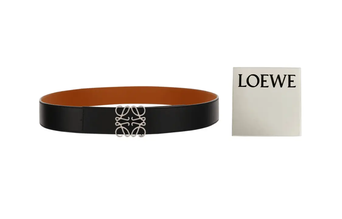 Мужской кожаный ремень LOEWE Anagram, Назад/Коричневый — фото 4