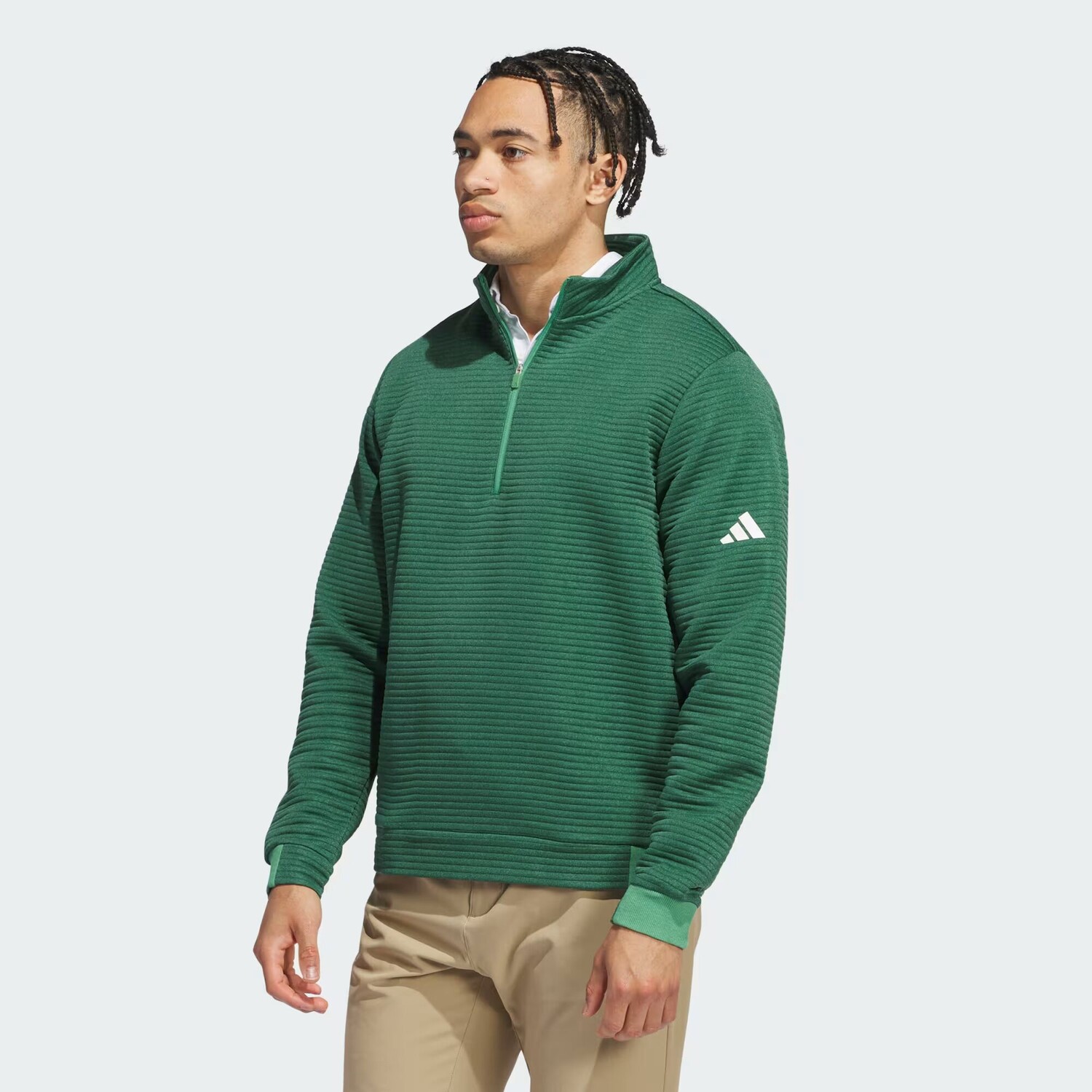

Текстурированный пуловер Ultimate365 DWR с молнией в четверть Adidas, цвет Collegiate Green/Preloved Green