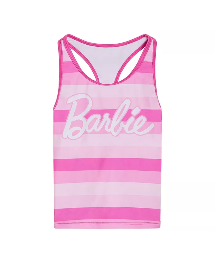 Детский комплект для плавания: топ-танкини с ракушкой UPF 50+ и шорты Barbie, розовый — фото 3